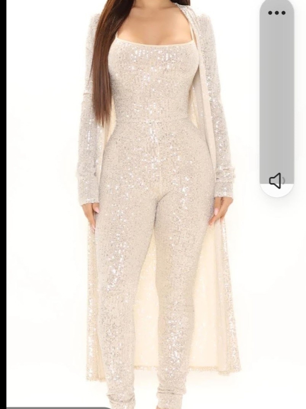 Sequined Cream Jumpsuit with Duster
